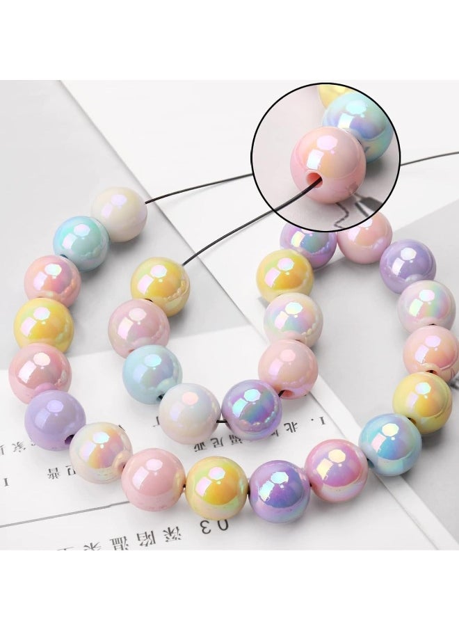 50PCs 16mm AB Color Acrylic Round Beads, Assorted Glow in The Dark Mix Plastic Pastel Loose Spacer Bubblegum Beads for Jewelry Making Phone Strap DIY Crafts