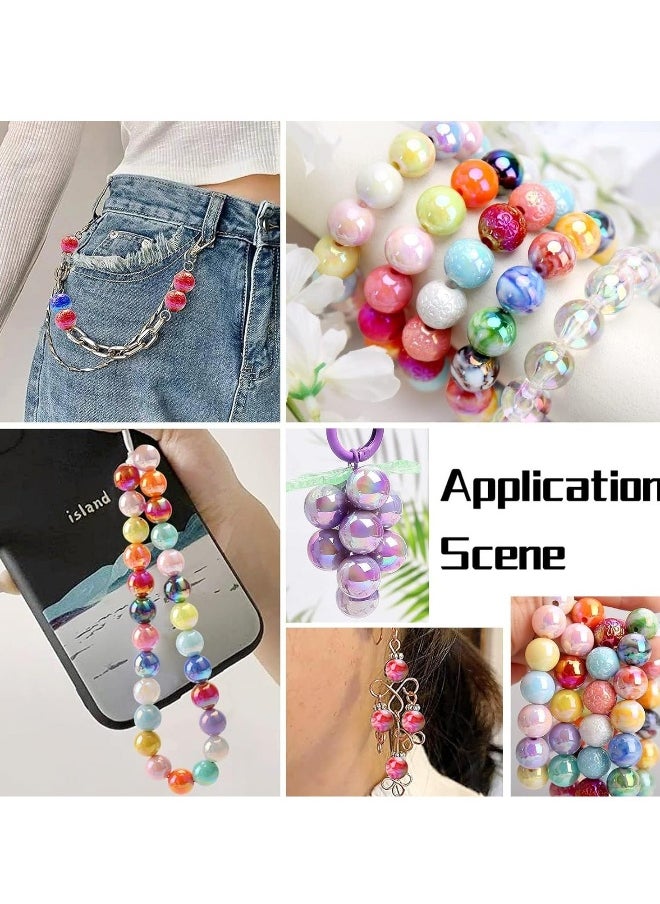 50PCs 16mm AB Color Acrylic Round Beads, Assorted Glow in The Dark Mix Plastic Pastel Loose Spacer Bubblegum Beads for Jewelry Making Phone Strap DIY Crafts