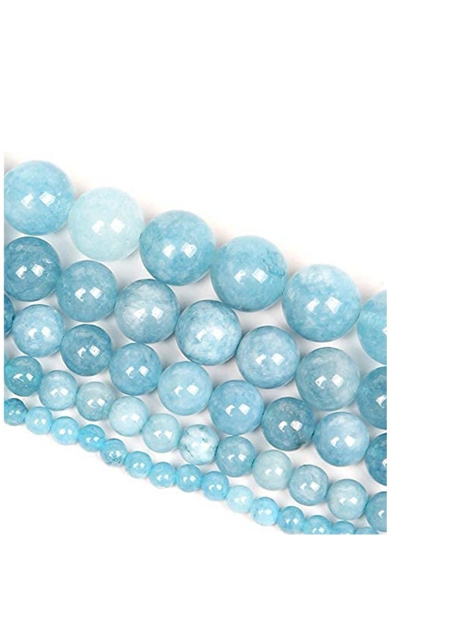 Blue Chalcedony Jades Natural Stone Beads Round Smooth Genuine for Jewelry Making, Necklace Bracelet, Gift, Women, Energy Stone Healing Power, Excellent Polishing, Enjoy Diy Fun