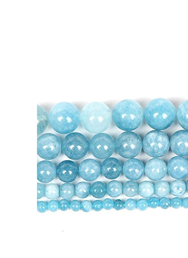 Blue Chalcedony Jades Natural Stone Beads Round Smooth Genuine for Jewelry Making, Necklace Bracelet, Gift, Women, Energy Stone Healing Power, Excellent Polishing, Enjoy Diy Fun