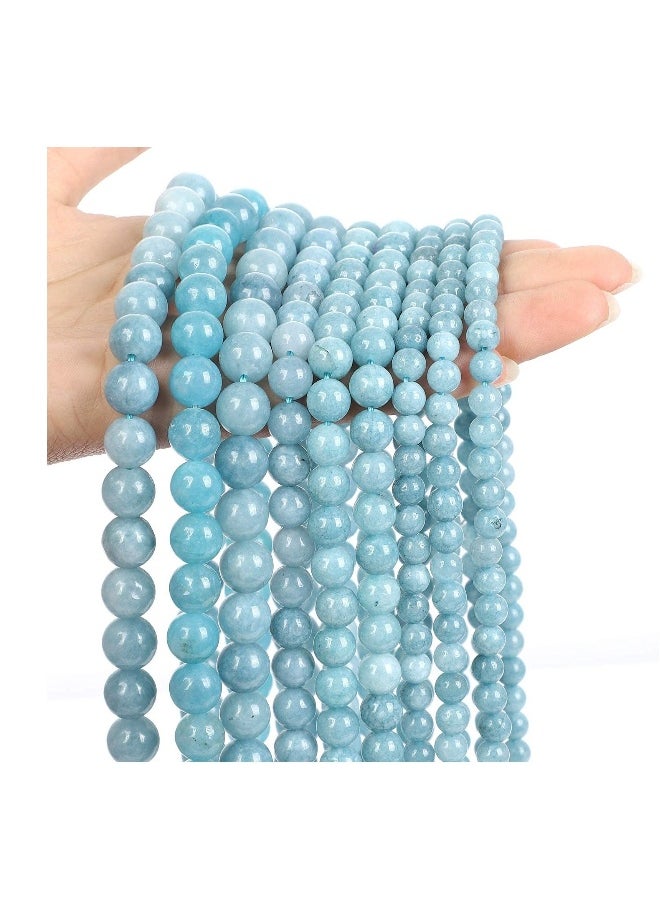 Blue Chalcedony Jades Natural Stone Beads Round Smooth Genuine for Jewelry Making, Necklace Bracelet, Gift, Women, Energy Stone Healing Power, Excellent Polishing, Enjoy Diy Fun