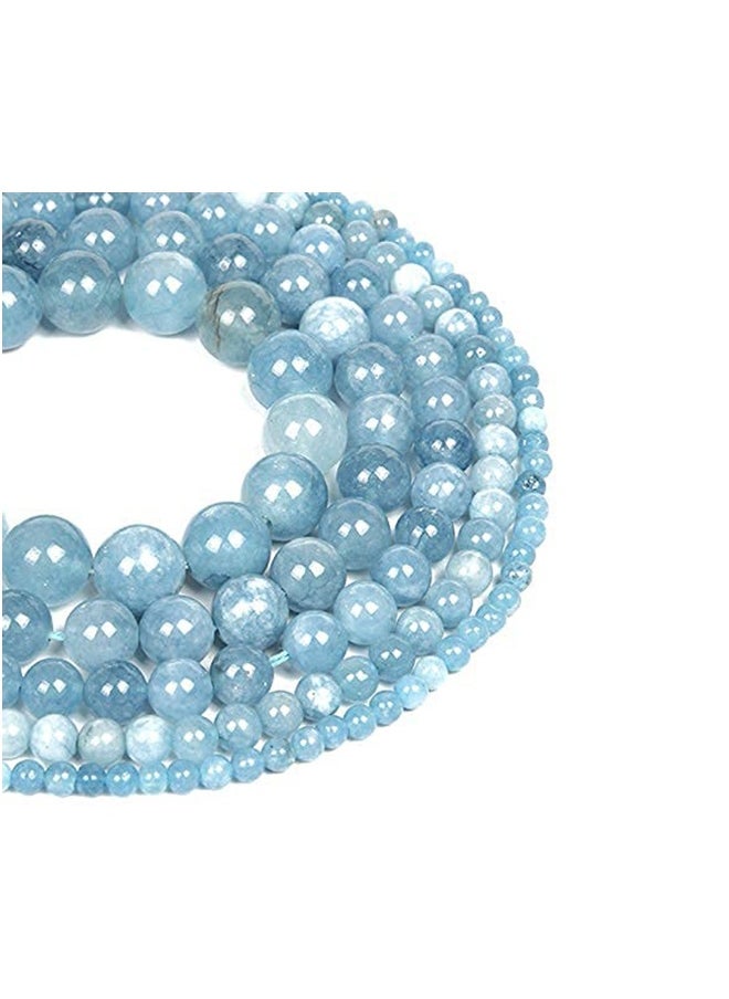 Blue Chalcedony Jades Natural Stone Beads Round Smooth Genuine for Jewelry Making, Necklace Bracelet, Gift, Women, Energy Stone Healing Power, Excellent Polishing, Enjoy Diy Fun