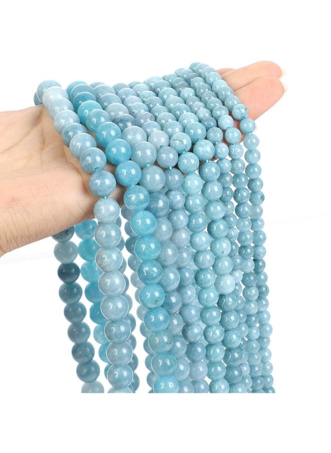 Blue Chalcedony Jades Natural Stone Beads Round Smooth Genuine for Jewelry Making, Necklace Bracelet, Gift, Women, Energy Stone Healing Power, Excellent Polishing, Enjoy Diy Fun