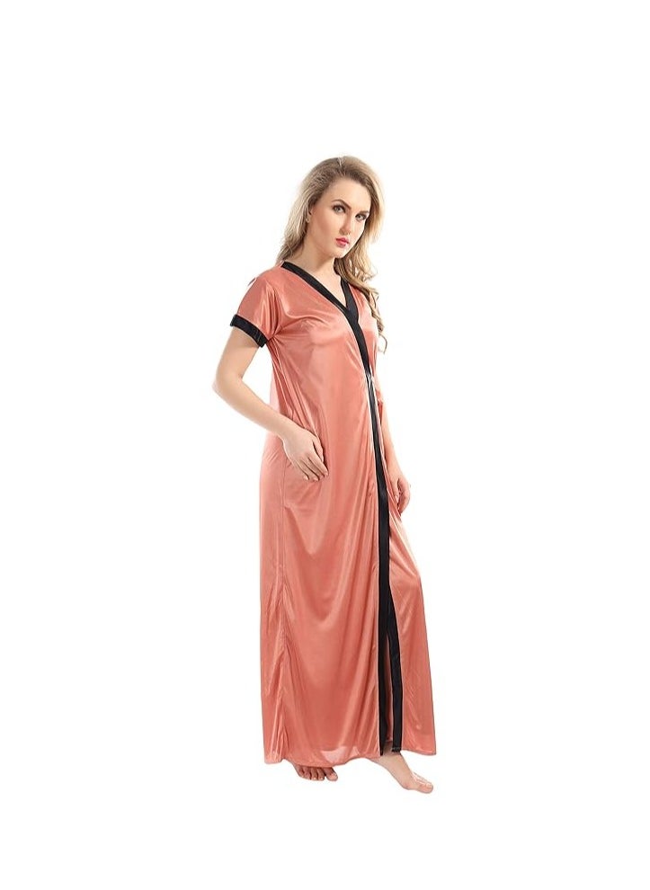 Women's Satin Solid Maxi Nighty