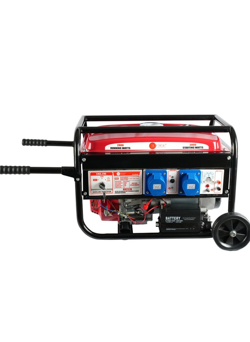 AFRA Gasoline Generator 3KW Maximum Recoil and Electric Start 170F Engine Compact Design Low Noise Accessories Included