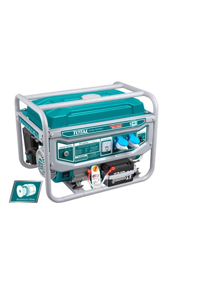 TOTAL Gasoline Generator Electric Start & Recoil 3kW - TP130005-1, 2.8kW Rated Output, 210cc Engine, 15L Fuel Tank, Ideal for Home Backup, Outdoor Events, and Job Sites