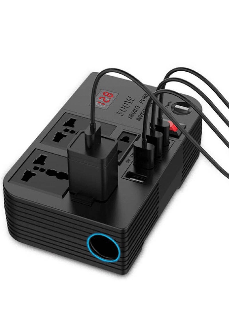 BYGD 300W Car Inverter DC 12V to AC 220V Converter Outlets 4 USB Fast Charging Universal Socket Power Adapter Inverter