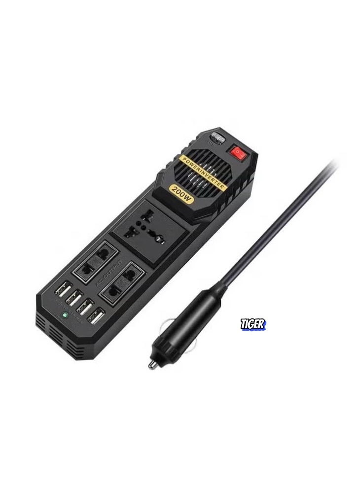 200W Power Inverter, 12V DC to 220V AC Car Power Inverter – High Capacity, Compact, and Efficient Car Converter for Laptops, Smartphones, and Other Electronics