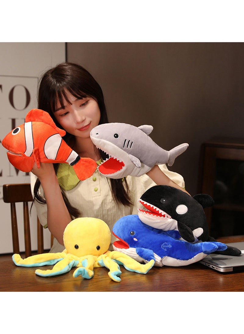 25cm Clownfish Plush Toy Marine Animal Hand Puppet Early Childhood Storytelling Performance Props Parent-Child Finger Puppet Doll Can Open Mouth, Gift For Children