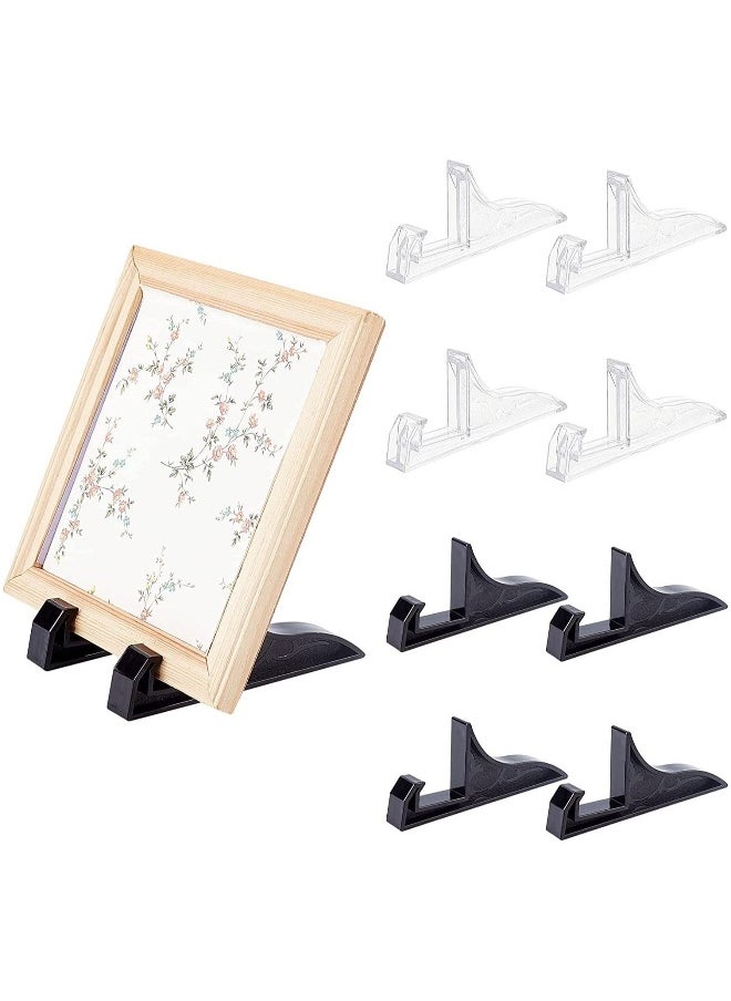 Pack Of 8 Pandahall Plastic Photo Frame Easel Stands, 2 Colors Black And Clear Plate Stands Picture Display Holder For Photo, Handmade Plates, Art Pieces, Certificates