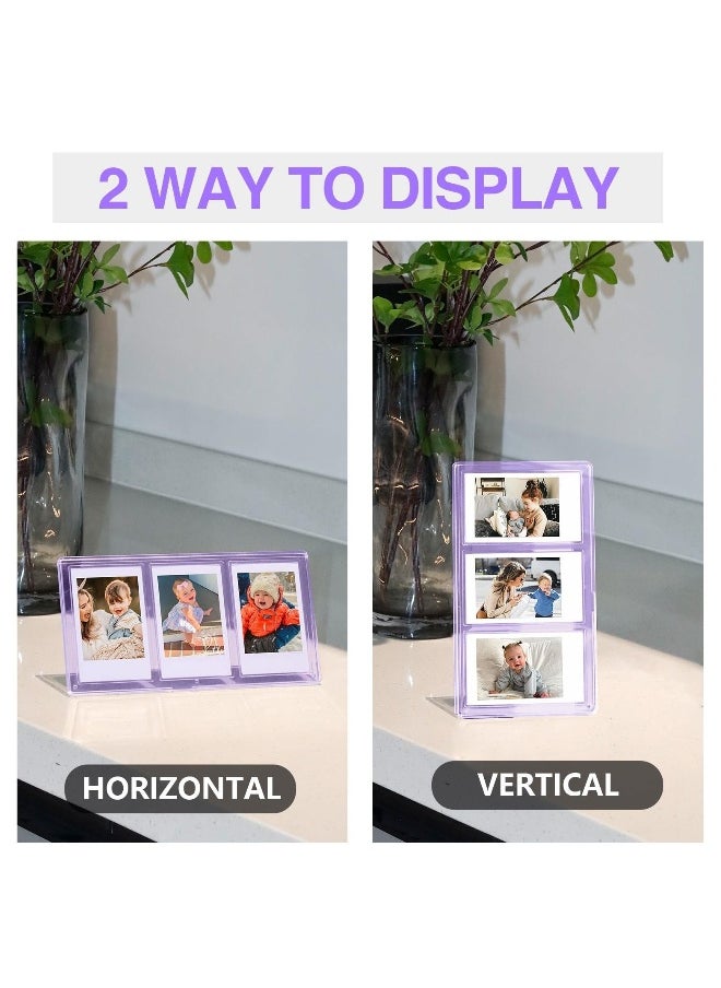 2x3 Mini Collage Picture Frame for Polaroid, 3 in 1 Colorful Frame for Instax Mini 3 inch Photos, Clear Mini Picture Frames for Desktop Tabletop Display Decoration