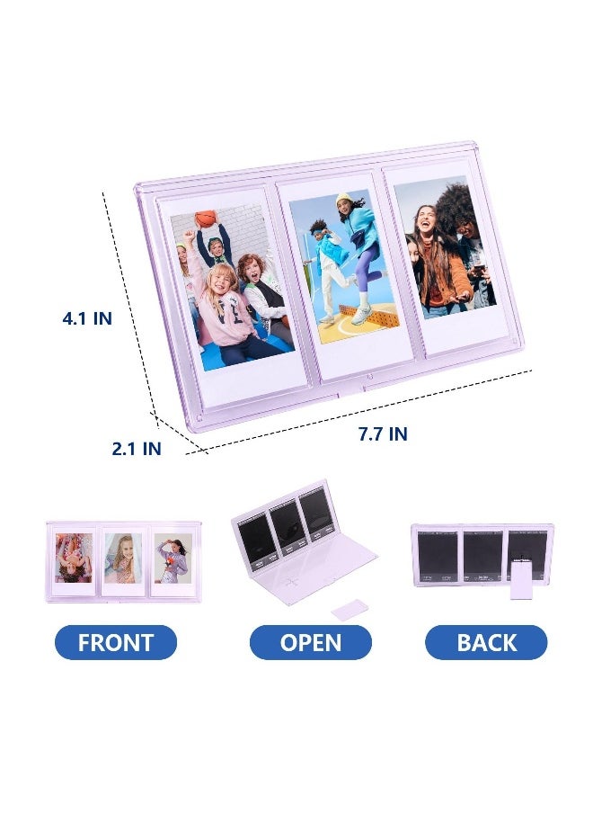 2x3 Mini Collage Picture Frame for Polaroid, 3 in 1 Colorful Frame for Instax Mini 3 inch Photos, Clear Mini Picture Frames for Desktop Tabletop Display Decoration