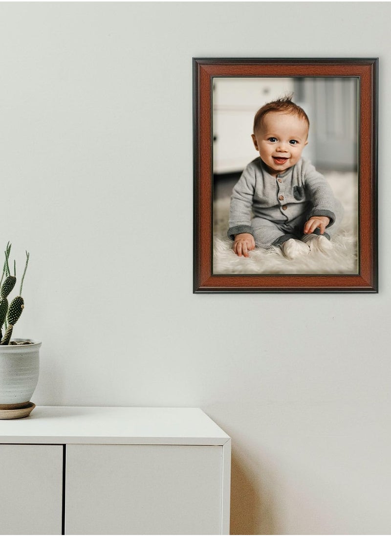 Brown PVC Photo Frame 16x20 CM – Elegant Plastic Picture Frame for Office, Bedroom, Living Room, and Hallway – Stylish Wall & Tabletop Display for Cherished Memories