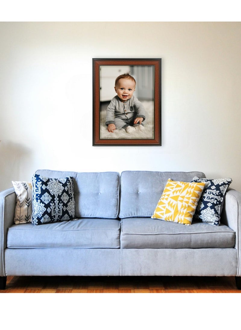 Brown PVC Photo Frame 16x20 CM – Elegant Plastic Picture Frame for Office, Bedroom, Living Room, and Hallway – Stylish Wall & Tabletop Display for Cherished Memories
