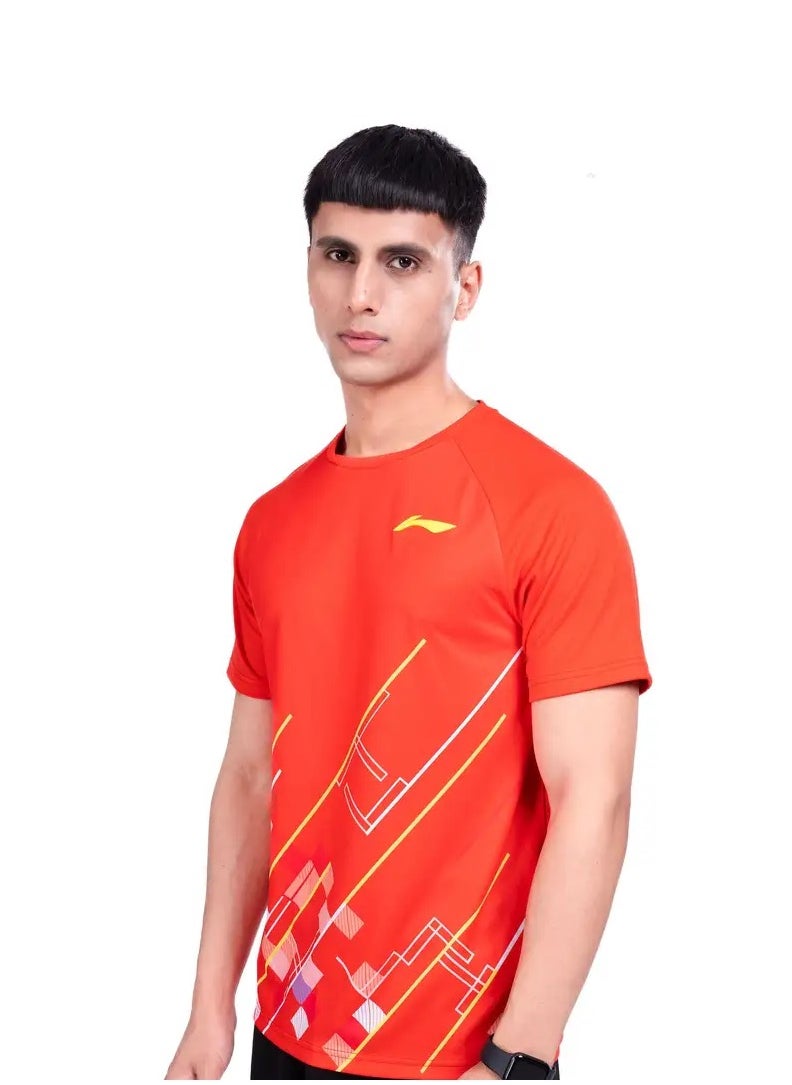 LINING PRISM ROUND NECK-T-SHIRT- (RED) (ATST963-3-M)