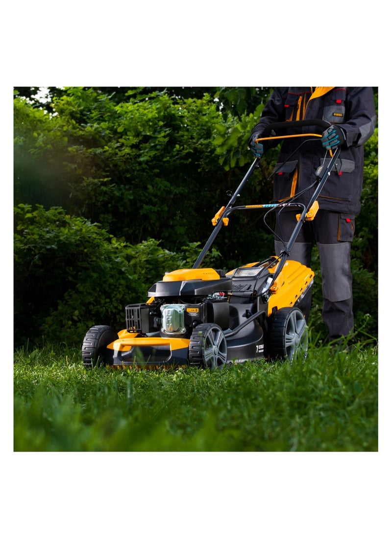 Denzel Drive 7 Levels Grass Catcher 60 L Gasoline Lawn Mower GLD-520SP, 196 CC, Width 52 cm, for Villas, Garden, Parks