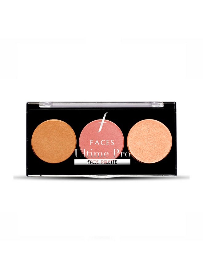 Faces Canada Ultime Pro Face Palette - Glow 02, 12G | 3-In-1 Bronzer + Highlighter + Blush | Lightweight Long Lasting Luminous Glow | Flawless Shimmer Finish | Silky Smooth Texture | Easy To Blend