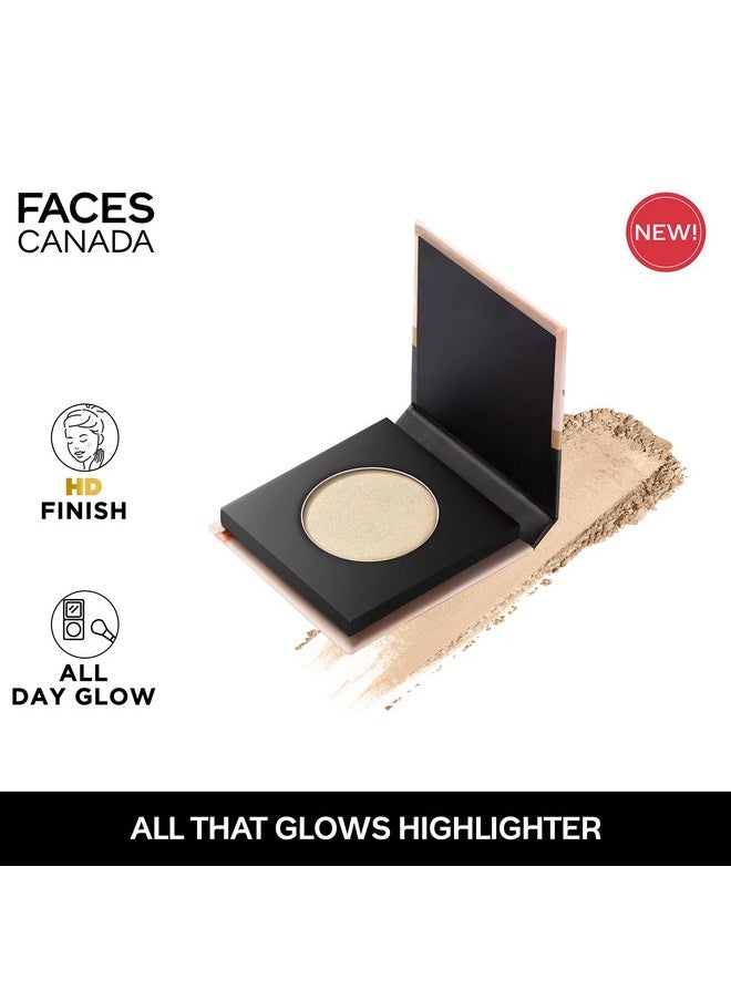 All That Glows Highlighter - Hello Sunshine, 4G | Hd Finish | Lightweight Flawless All Day Glow | Intense Pigment | Rich Gold Hue | Blendable & Buildable | Enriched With Vitamin C & E