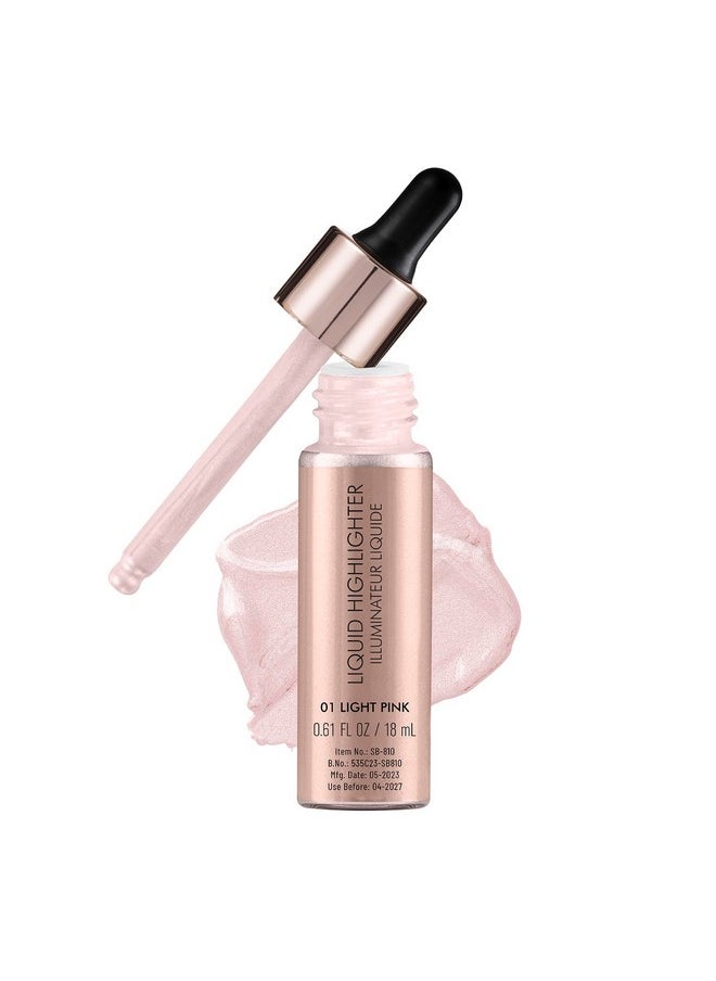 Drop & Glow Liquid Highlighter For Face Makeup | Illuminating Liquid Highlighter With Dewy Finish | Shade -Light Pink, 18Ml