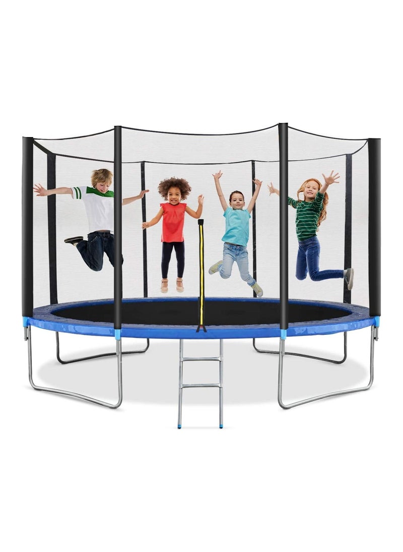 14ft Large Kids Outdoor Round Trampoline Safety Net With Stair