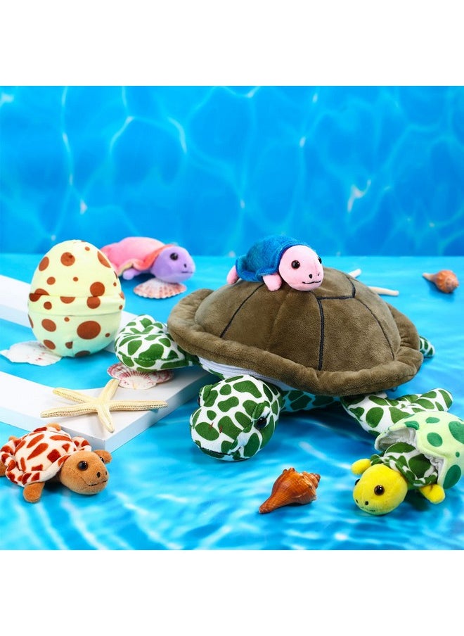 6 Pieces Turtle Stuffed Animal Set 12 Inch Stuffed Sea Turtle Mom With 3 Babies Plush Turtles And 2 Turtle Eggs Stuffed Turtle For Kids Birthday Halloween Christmas Thanksgiving Day(Modern)