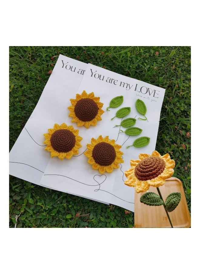 Handmade Knitted Bouquet, Completed Crochet Flowers Bouquet, Knitted Fake Sunflower Rose Daisy, Crochet Bouquet Kit for Mother's Day Birthday Wedding Home Decor