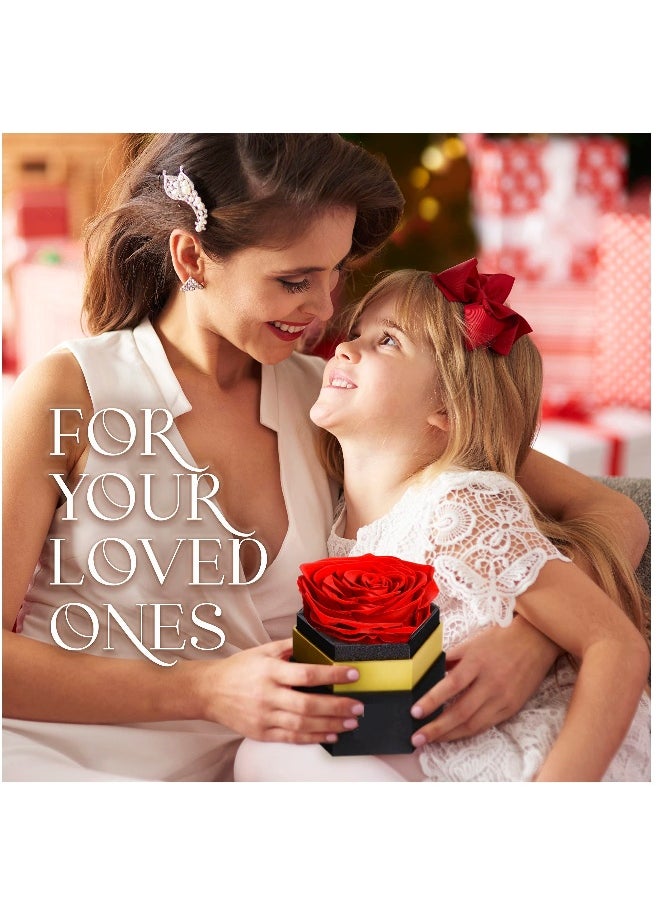 Hexagon Single Forever Red Rose Box, Preserved Roses in a Box, Immortal Roses in a Box That Last A Year, Eternal Rose Preserved Flowers for Delivery Prime Mothers Day