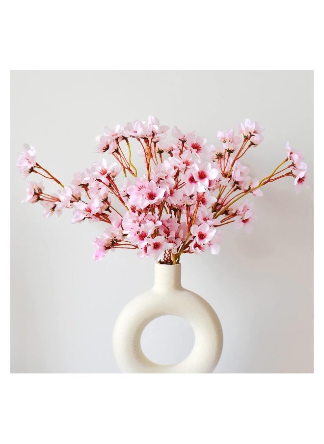 Artificial Cherry Blossom, 4PCS  Pink Flowers Silk Flowers, Faux Peach Flowers Lifelike Fake Branches 15.7'', for Home Kitchen Wedding DIY Garden Decorations