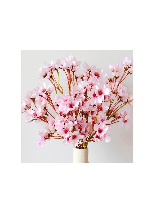 Artificial Cherry Blossom, 4PCS  Pink Flowers Silk Flowers, Faux Peach Flowers Lifelike Fake Branches 15.7'', for Home Kitchen Wedding DIY Garden Decorations