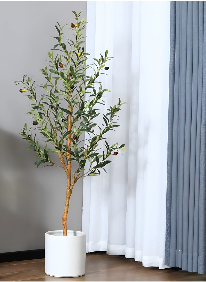 Artificial Olive Tree 120cm Tall Fake Plant Faux Tree with Moss Grass & Pot Realistic Leaves & Natural Trunk for Home Office Garden Living Room Indoor Outdoor Decor artificial plant