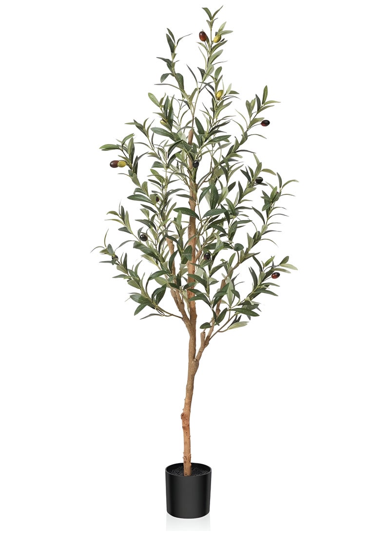 Artificial Olive Tree 120cm Tall Fake Plant Faux Tree with Moss Grass & Pot Realistic Leaves & Natural Trunk for Home Office Garden Living Room Indoor Outdoor Decor artificial plant