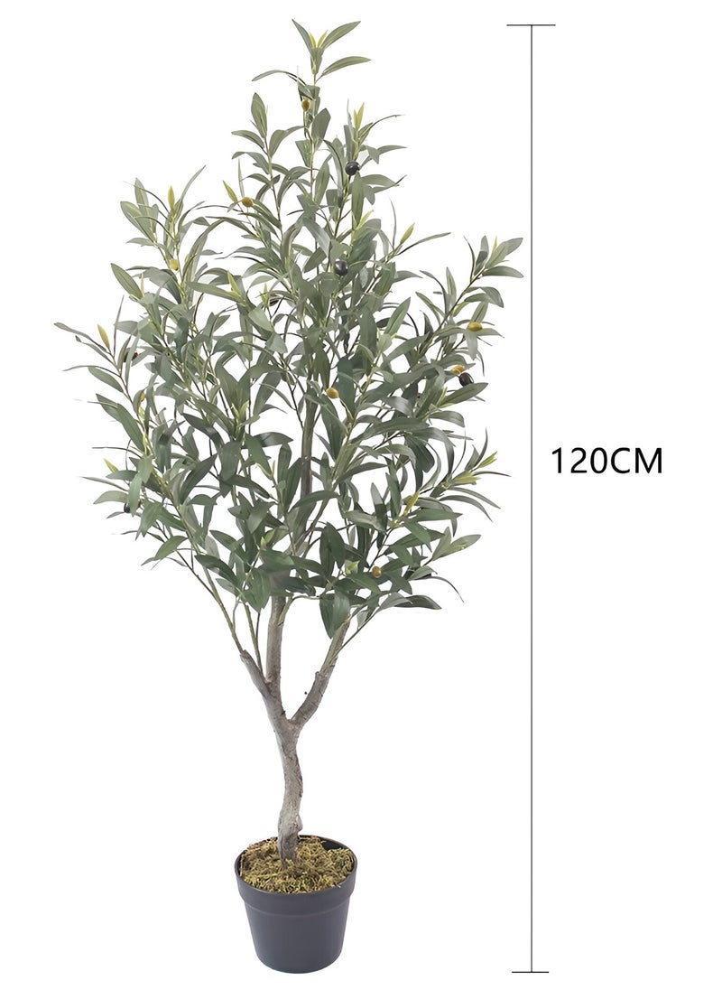 Artificial Olive Tree 120cm Tall Fake Plant Faux Tree with Moss Grass & Pot Realistic Leaves & Natural Trunk for Home Office Garden Living Room Indoor Outdoor Decor artificial plant