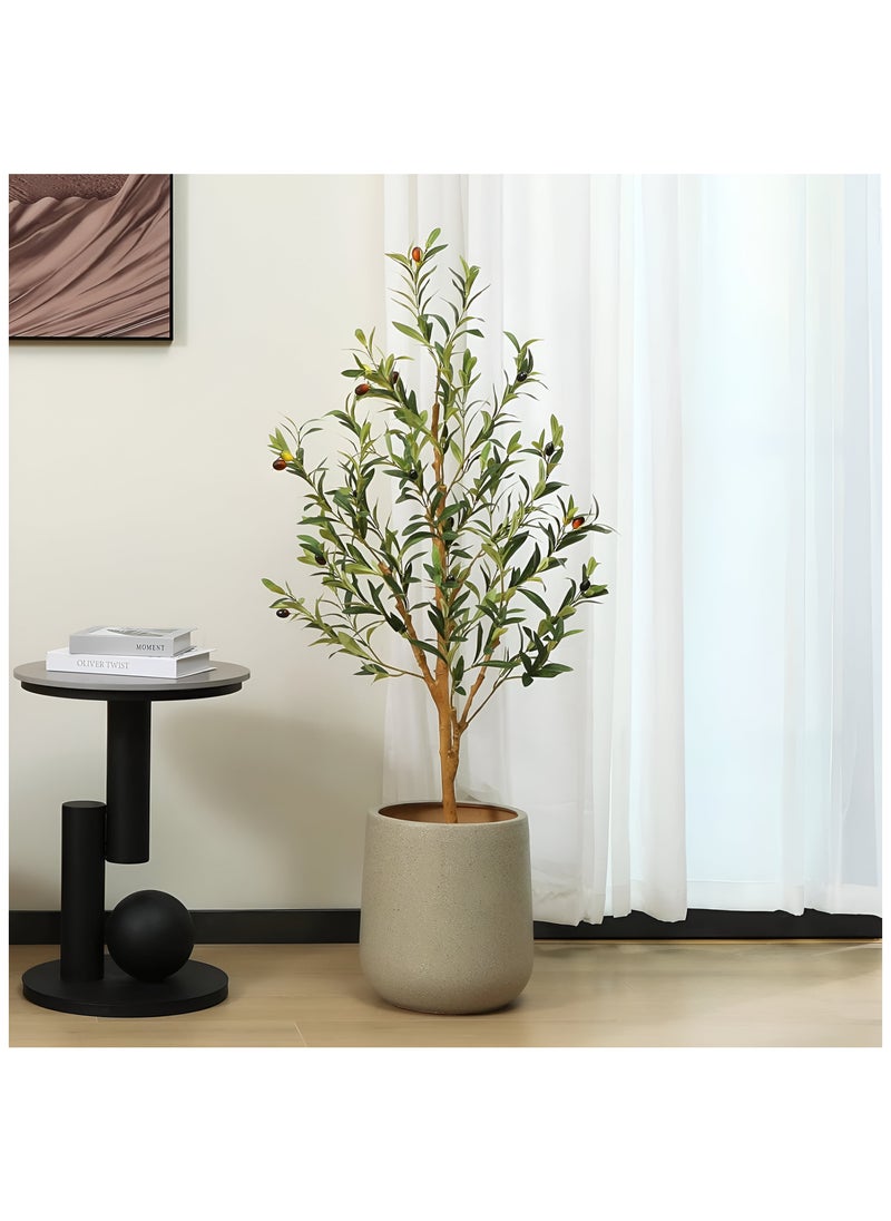 Artificial Olive Tree 120cm Tall Fake Plant Faux Tree with Moss Grass & Pot Realistic Leaves & Natural Trunk for Home Office Garden Living Room Indoor Outdoor Decor artificial plant