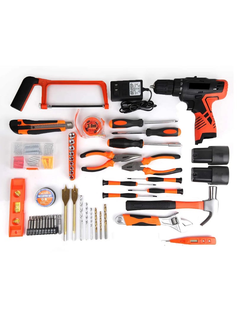 117Pcs Professional Tool Set with Cordless Drill, Complete Home Repair Kit with 16.8V Power Tool, Hammer, Screwdrivers, Wrenches, Driver Bits & Portable Tool Box for Home Essential