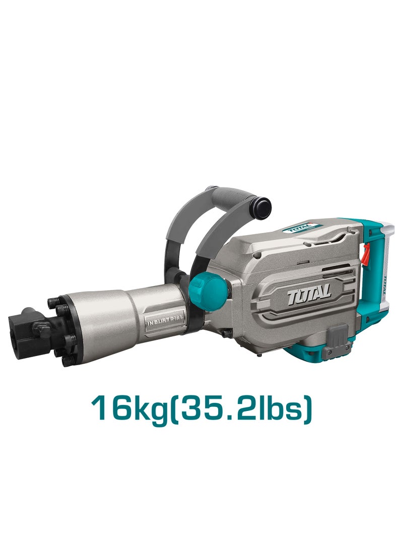 TOTAL 1700W Jackhammer – 45J Impact Force, 1400 BPM with HEX Chuck System for Heavy-Duty Demolition