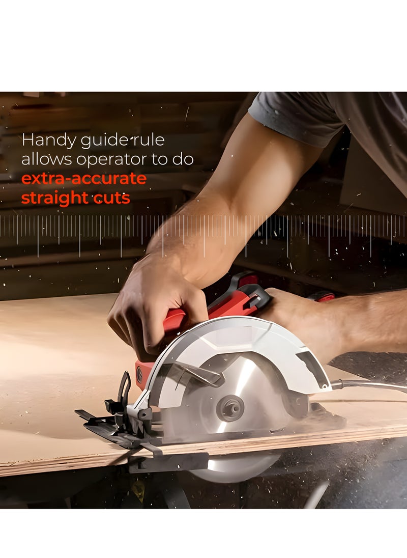 AFRA Electric Circular Saw, 185MM, 1100W, 5600r/Min No-Load Speed, 185mm Blade Diameter, Lightweight Model, Adjustable Bevel & Cutting Angle Around 0-45°, AFT-11-185CSRD, 1-Year Warranty.