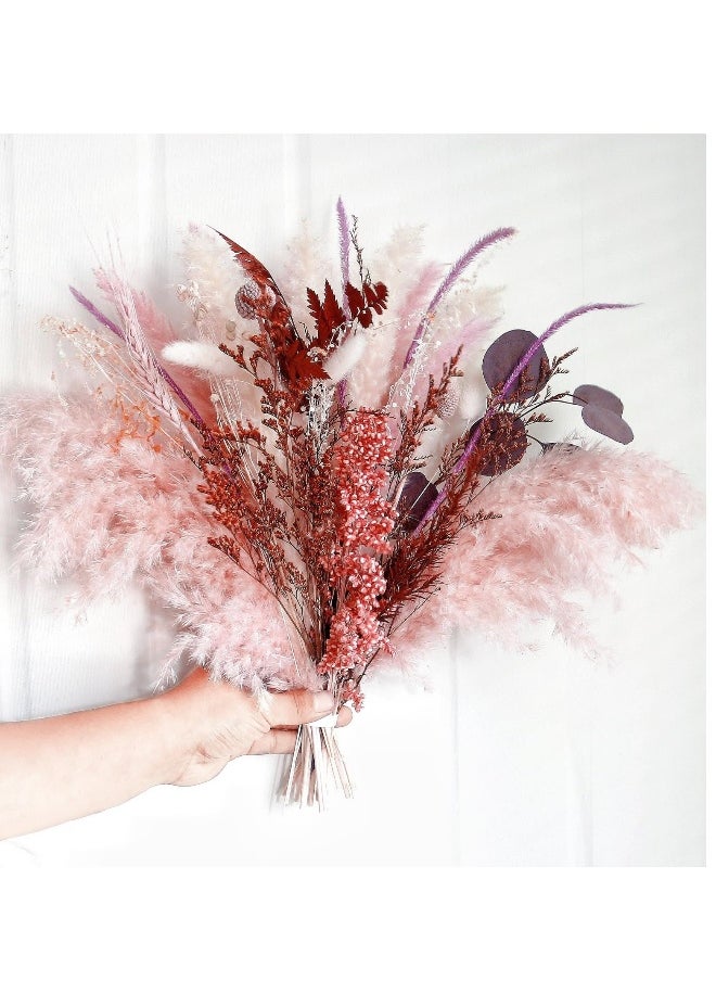 Pink Pampas Grass Bouquet , Blush Dried Pampas Grass Decor, Dried Flower Bouquet for a Vase, and Flower Arrangement for Boho Home Wedding Decoration