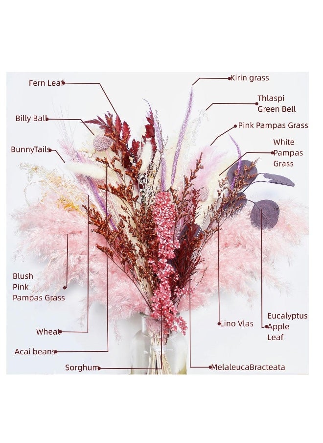 Pink Pampas Grass Bouquet , Blush Dried Pampas Grass Decor, Dried Flower Bouquet for a Vase, and Flower Arrangement for Boho Home Wedding Decoration