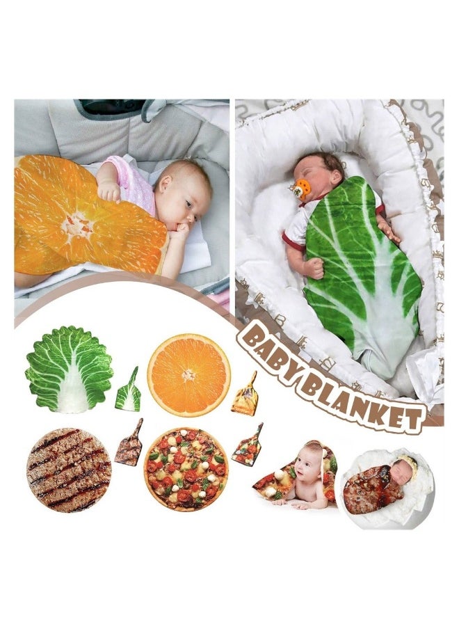 Baby Wrap Blanket Cabbage Leaf Baby Swaddle Blanket Super Soft Comfort Blanket Newborn Soft Plush Flannel Blanket with Cabbage Hat Essential Children Clothing for Home Office Travel