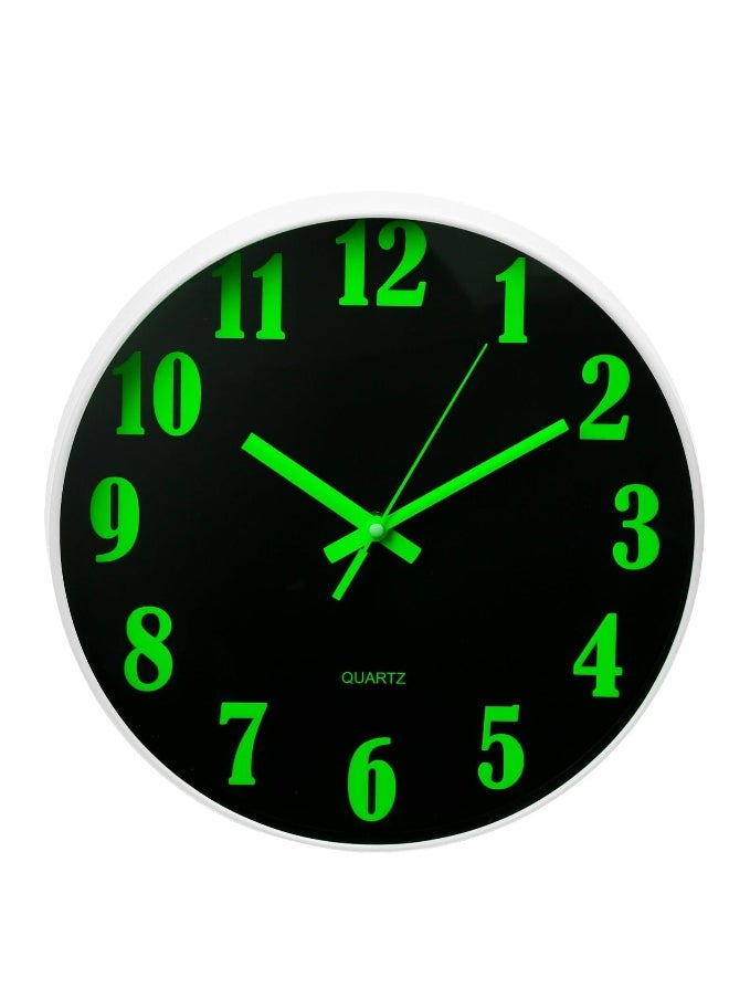 Night light Wall Clocks, 12in Battery Operated Glow in The Dark Wall Clock, Ticking Silent Glow in The Dark Luminous Wall clock for Living Room and Bedroom in Dark