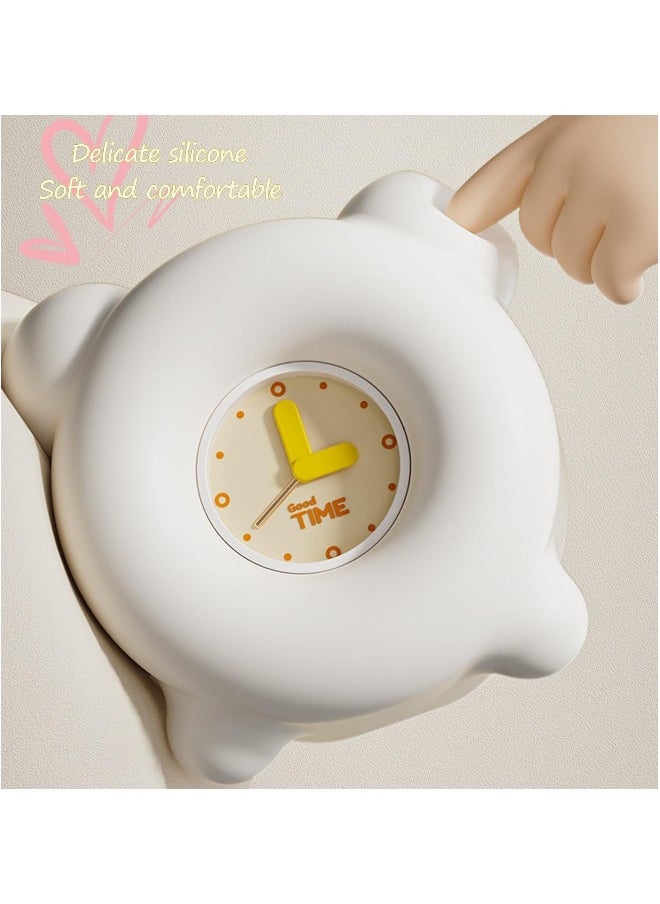 Children's Night Light with Mini Alarm Clock, with Tap Control and Timer, Rechargeable LED Beside Night Light, Dimmable Cute Night Lamp Gift for Girls Boys Baby