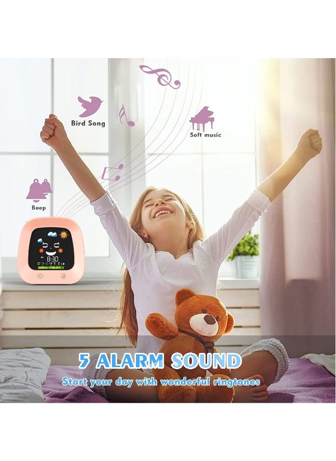 Kids Alarm Clock, Digital Wake up Clock for Kids Bedroom, Toddlers Sleep Trainer with Sound Machine Night Light Nap Timer, Digital Clocks for Boy Girl Birthday Gift