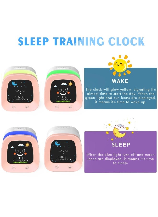 Kids Alarm Clock, Digital Wake up Clock for Kids Bedroom, Toddlers Sleep Trainer with Sound Machine Night Light Nap Timer, Digital Clocks for Boy Girl Birthday Gift