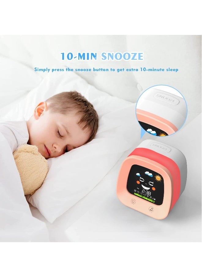 Kids Alarm Clock, Digital Wake up Clock for Kids Bedroom, Toddlers Sleep Trainer with Sound Machine Night Light Nap Timer, Digital Clocks for Boy Girl Birthday Gift