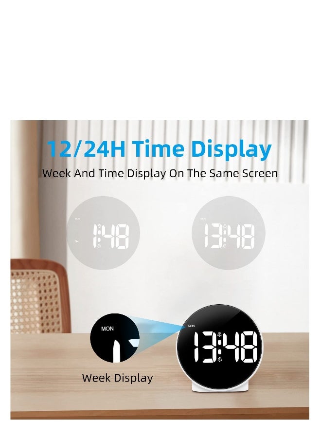 Small Digital Alarm Clock, HD LED Display Digital Alarm Clock, Desk Travel Electronic Clock Dual Alarm, 3 Adjustable Brightness, for Bedroom, Office, Table, Black (No Battery＆Adapter)