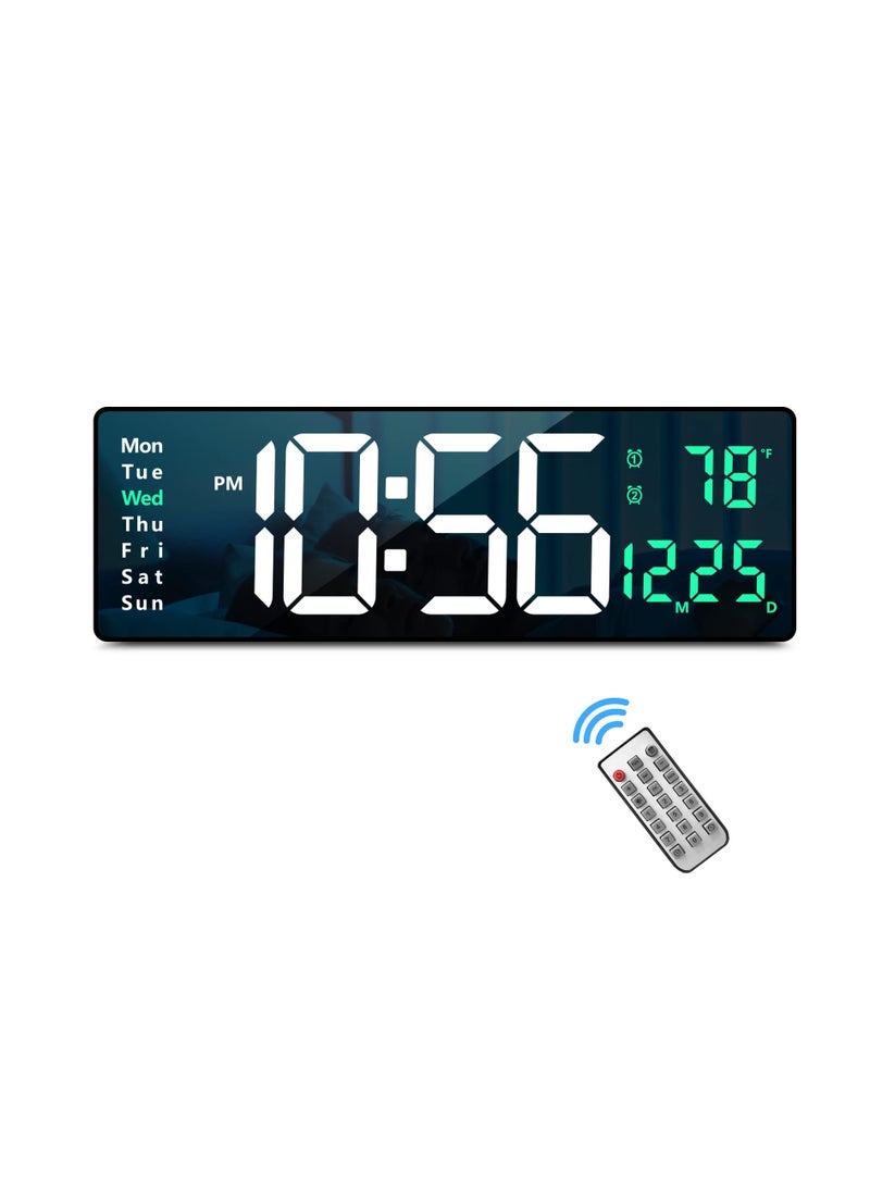 Digital Wall Clock Large Display, 16.2 Inch Large Wall Clocks, Modern LED Digital Clock with Remote Control for Living Room Decor