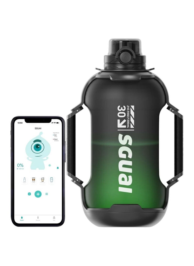 Smart Water Bottle RGB T30, 44oz Smart Sports Gallon Water Bottle, Tracks Water Intake with Bluetooth, LED Glow Reminder, BPA Free Tritan Bottle for Fitness Gym Outdoor, Straw Lid, 1.3L