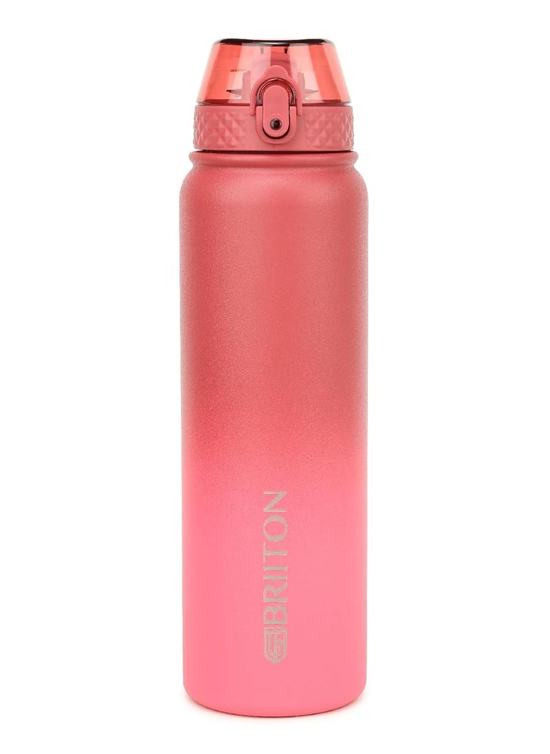 Polo 1000ml Two Tone Red Stainless Steel Water Bottle | Copper Coated Vacuum Insulation | Powder Coated | Leakproof Secure Lock & Push Button | Hot & Cold Thermos | Aqua Hydra