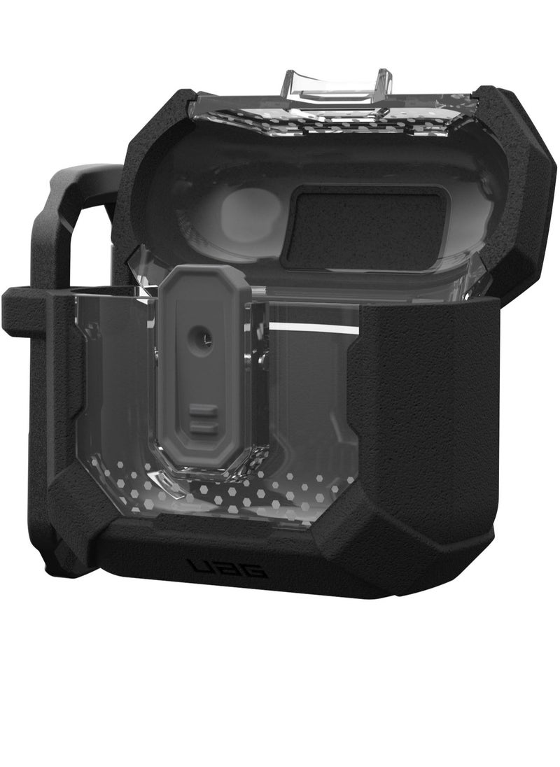 UAG Plasma AirPods 4 Case Cover Rugged Hard Shell Mil Grade with Secure Lock & Carabiner - Black