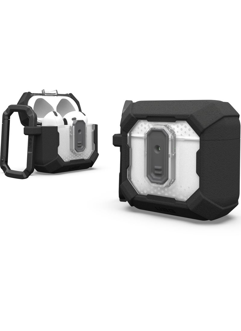 UAG Plasma AirPods 4 Case Cover Rugged Hard Shell Mil Grade with Secure Lock & Carabiner - Black